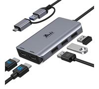 Hub USB 2 HDMI Docking Station USB 3.0 Dual Monitor, USB 3.0 a Dual HDMI e 3 USB 2.0, Adaptador Dual HDMI Splitter Compatible con MacBook Pro/Air/M1/M2, USB A Hub Compatible con DELL/HP, etc