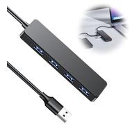 Hub USB 3.0, 4 puertos USB Multiconector USB, Ultra Fino Multipuerto Tipo A 5Gbps Alta Velocidad, Distribuidor para Book Pro/Air, Mac, XPS, PC, Ratón, Impresora, Teclado, Dell, Disco Duro (30 cm)