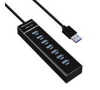 Hub USB 3.0 7 Puertos con Cable de 1 Metro, Concentrador Alargador USB Múltiple de Alta Velocidad 5Gbps, Adaptador Multi USB para PC, Portátil, Teclado, Ratón, Disco Duro, Unidad Flash