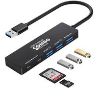 Hub USB 3.0, adaptador multipuerto DUOYHIEL 5 en 1 USB a lector de tarjetas SD Micro SD, 3 puertos USB 3.0 compatibles para laptop, PC, MacBook, impresora, Surface Pro, unidades flash USB y más