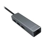 AISENS - A106-0401 Conversor USB 3.0 a ethernet gigabit 10/100/1000 Mbps + Hub 3xUSB3.0, Gris, 15cm