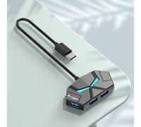Hub USB 3.0, concentrador USB de 4 puertos, divisor USB, extensor USB con puerto de alimentación USB C para laptop, PC, Xbox, gamepad, unidad flash, disco duro, consola, impresora, cámara, teclado,