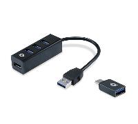 Hub usb 3.0 conceptronic hubbies04b 4 puertos con adaptador otg usb tipo c