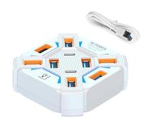 Hub USB 3.0 de 10 puertos con cable de 4 pies de largo, divisor USB multipuerto para portátil con luces, 8 USB A y 2 extensores USB C para portátil/escritorio/PC/coche/Xbox/PS5/unidad flash/HDD, color
