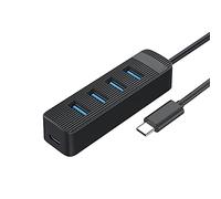 Hub USB 3.0 de 4 puertos con puerto de fuente de alimentación tipo C para PC, portátil, accesorios de computadora, divisor USB ABS USB 3.0 OTG adaptador (color: negro)
