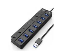 Hub USB 3.0 de 5 Gbps de 7 puertos con botones individuales de encendido/apagado