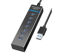 Hub USB 3.0 de 7 puertos, extensor divisor de concentrador USB de 5 Gbps de datos con cable de 4 pies, para laptop, PC, MacBook, Mac Pro/Mini, iMac, Surface Pro, Windows, unidad flash, disco duro