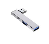 Hub USB 3.0 de aluminio, divisor USB, extensor USB a tipo C + USB 3.0 + USB 2.0, adaptador para conectividad de velocidad