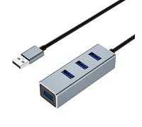 Hub USB 3.0, Ladrón USB 3.0 4 Puertos 5Gbps Adaptador USB Compatible con PC, PS5, Raspberry pi 4, MacBook Pro Air, Xbox X/S, PS4, DELL XPS 15, Memoria USB, Windows y Linux (Gris-Cable 1m)
