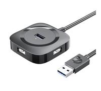 Hub USB 3.0, multi-USB 4 puertos divisor para PC, Mac, Surface Pro, portátil, PS4, cable alargador mini USB 3.0 de 0,2 m (USB 3.0 negro)