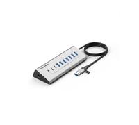 Hub USB 3.0 multipuerto RNCYN - 7 puertos - 10 en 1 - Aleación de aluminio - Adaptador de corriente de 12 V - Interfaz USB-C