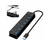 Hub USB 3.0 portátil, el compañero ideal para tu estilo de vida digital, que ofrece interruptores individuales e indicadores LED para un control