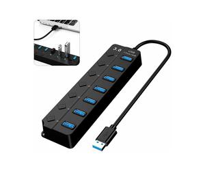 Hub USB 3.0 portátil, el compañero ideal para tu estilo de vida digital, que ofrece interruptores individuales e indicadores LED para un control