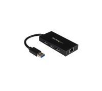 StarTech.com Hub USB 3.0 de Aluminio con Cable - 5Gbps - Concentrador de 3 Puertos USB con Adaptador de Red Ethernet Gigabit