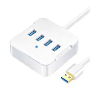 Hub USB 3.0 Ultradelgado De 4 Puertos, Extensor Divisor USB For PC De Escritorio Portátil(White 1.5m)