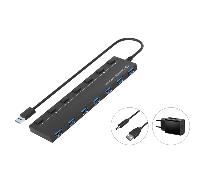 Conceptronic Hub USB HUBBIES19BP 7 puertos USB 3.2 Gen 1 con alimentación externa
