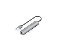 Hub USB 4 en 1 - AISENS - 3xUSB-A - RJ45 Ethernet Gigabit - USB 3.0 - Gris - 15 cm - Plug and Play