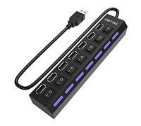 Hub USB, 7 puertos USB 2.0 LED portátil de alta velocidad compatible con iMac Pro, MacBook Air, Mac mini/Pro, Surface Pro, PC y portátil