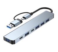 Hub USB 8 en 1, USB A/C a USB 3.0 USB 2.0, Divisor USB portátil de 8 Puertos, Extensor de estación de Acoplamiento USB 3.0, Audio Compatible con Laptop, PC, teléfonos