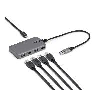 StarTech.com Hub USB-A de 4 Puertos - Ladrón USB - Concentrador USB 3.0 Portátil de 5Gbps - Alimentado por el Bus - Entrada USB Tipo C