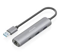 Estación de acoplamiento USB 3.0 a Ethernet - AISENS - USB-A a Ethernet Gigabit - HUB 1 x USB-C + 2 x USB-A - 15 cm - Gris