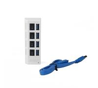 Hub USB alimentado de 4 puertos, concentrador de datos USB de aluminio, divisor USB con adaptador de corriente y luz LED de encendido/apagado