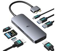 Hub USB alimentado, divisor de concentrador de datos USB de aluminio de 10 puertos con 3 puertos USB 3.1, 4 puertos USB 3.0, 3 puertos de carga, interruptores individuales de encendido/apagado y