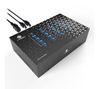 Hub USB alimentado - Hub USB 3.0 de 20 puertos - Sincronización de 5 Gbps y transferencia de datos de alta velocidad, divisor USB múltiple con adaptador de corriente integrado de 5 V 40 A - Soportes