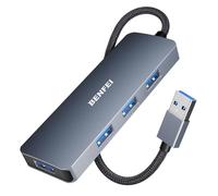Hub USB, BENFEI USB 3.0 ultradelgado de 4 Puertos, Compatible con MacBook, Mac Pro, Mac Mini, iMac, Surface Pro, XPS, PC, Unidad Flash, Disco Duro móvil [Carcasa de Aluminio y Cable de Nailon]
