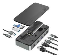 Hub USB-C 10 en 1 con carcasa SSD M.2 NVMe - Adaptador multipuerto con puerto 3.2-A/C, HDMI 4K @ 60Hz, 100W PD, SD/TF, Gigabit Ethernet, SSD M.2 NVMe/SATA