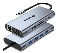 Hub USB C 11 en 1, estación de acoplamiento para portátil con adaptador HDMI VGA Ethernet, dongle USB C completamente funcional