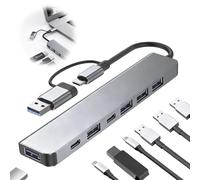 Hub USB C 3.0, 7 en 1 Adaptador Multipuerto con USB 3.0, 2.0 5Gbps Divisor y Concentrador Tipo C para MacBook, Galaxy, iPad, Windows, Portátil, Computadora de Escritorio pour iPhone 17 PS4/PS5
