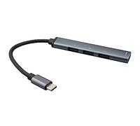 Hub USB-C 3.0 de 4 puertos - Aluminio - 1 USB-C 3.0 hembra - 3 puertos USB-A 2.0 - Compatible con MacBook Pro/Air, ordenador portátil y otros dispositivos tipo C - Compatible con versiones anteriores