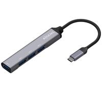 Aisens hub usb 3.1 usb-c - usb-c macho a 4xtipo a hembra - 10cm - gris