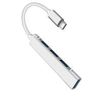 Hub USB C 4 en 1 adaptador de aluminio tipo C con puertos USB 3.0X1+USB 2.0X3 para/Pro 2017/2018 XPS plateado
