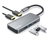 HUB USB C 5 en 1, estación de acoplamiento USB-C a HDMI X2, USB 3.0 X2 y USB C X1, adaptador USB C con 5 salidas, compatible con todos los dispositivos USB-C como macbook, portátil, iPad, etc