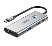 Hub USB C 6 en 1, adaptador multipuerto HDMI 4K60Hz con interruptor de apagado de pantalla, 10Gbps USB C/A 3.2, PD 100W para MacBook Air/Pro, iPad, HP, Dell, Surface Book (Apagar la pantalla con