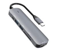 Hub USB C 6 en 1 Adaptador USB C a HDMI 4K, USB 3.0 Puertos ,USB 2.0, SD/TF Lector Tarjeta, Puerto de Carga Tipo C 100W, para Macbook,iPad, Switch, Teléfono Móvil y Más Dispositivo Type C