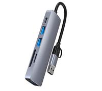 Hub USB C 6 en 1 de Aluminio con Adaptador USB C a USB, 1 USB 3.0, 2 USB 2.0, Lector de Tarjetas TF/SD/MicroSD USB C PD, concentrador de Datos portátil Ultra Delgado para MacBook Pro/Air