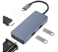 HUB USB C 6 en 1 Tiergrade, Adaptador USB C a USB con 4K HDMI, VGA, Lector de Tarjetas SD y TF y 2 Puertos USB 2.0, Base USB C para MacBook DELL HP y Otras computadoras portátiles Tipo C