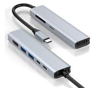 Hub USB C 7 en 1 Adaptador con HDMI 4K, 2 Puertos USB-C 3.0, Lector de Ranura para Tarjeta SD/TF, Carga rápida de 100 W, Compatible con MacBook Pro y Air, Dispositivos Tipo C, Monitor, proyector