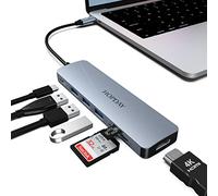 Hub USB C 7 en 1, Adaptador HoPDAY USB C con 4K HDMI, 100 W Tipo C PD, 3 Puertos USB 3.0 5 Gbps, Lector de Tarjetas SD/TF Multipuerto USB C HDMI para MacBook iPad HP DELL XPS Surface
