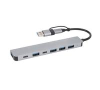 Hub USB C 7 en 1 de Aluminio con USB 3.0, Adaptador Multipuerto USB C 7 en 1 con 2 Tipo C, USB3.0, 4 USB2.0, para Laptop, Celulares y Tabletas