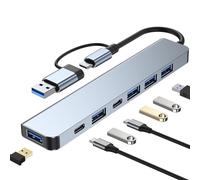 Hub USB C 7 en 1, suministro de energía de 5 W, compatible con USB 3.0 y 2.0 para portátiles USB C y otros dispositivos tipo C