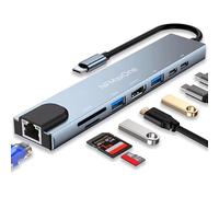 Hub USB C 8 en 1 Ethernet Gigabit HDMI 4K 60Hz con PD 100W Adaptador Tipo C 3.2 Compatible con MacBook Air, Pro iPad, iPhone 16 Plus MAX, Surface, Galaxy Tab S9, Galaxy S24 Ultra, Surface, 10Gbps.8en1