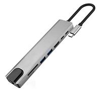 Hub USB C, 8 en 1 tipo C HUB adaptador múltiple USB C a 4K HDMI USB 3.0 puertos entrega de energía con USB-C PD de 87 W, 2 USB 3.0, lector de tarjetas SD/TF para MacBook, laptop