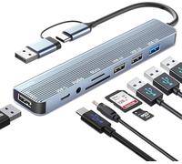 Hub USB C, 8 in 2 USB Hub 3.0 Adaptador Macbook with USB 2.0 & U-S-B 3.0 Ports, SD/TF Card Reader, 3.5mm Audio Ports, Puertos U-S-B Multiples para PC, MacBook, Surface, DELL, Laptop, Desktop, PS4/5