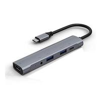 Hub USB C, adaptador de puerto tipo C 5 en 1 con HDMI 4K, salida de audio de 3.5 mm, USB 3.0, USB 2.0, carga USB-C PD, estación de acoplamiento tipo C para MacBook Pro, iPad, Nintendo