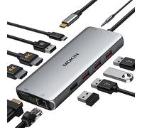 Hub USB C, Adaptador multipuerto 11 en 1 a Dual HDMI y VGA, Ethernet RJ45, Puerto de Audio, 100 W PD, 5 Puertos USB, Ranura para MacBook DELL Surface HP Tablet Tipo C
