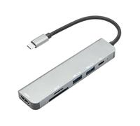 Hub USB C, adaptador multipuerto 6 en 1 con HDMI 4K, alimentación PD de 100 W, USB 2.0/3.0 y lector de tarjetas SD/TF, para teléfono celular, tablet, portátil, PC y más puertos USB tipo C